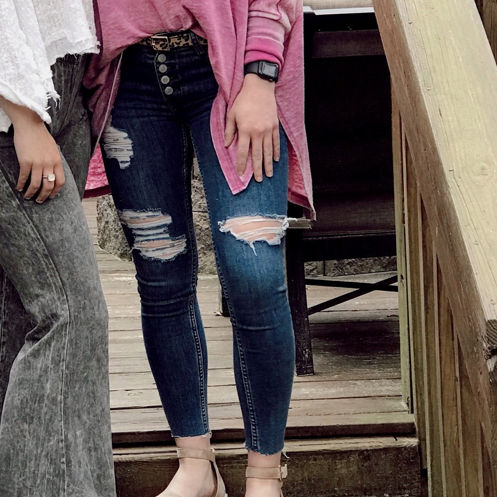 Free People Raw-Hem Skinny Jeans